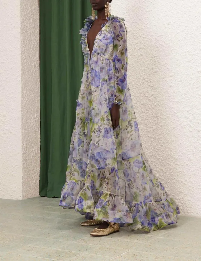 Zimmermann Dresses Natura Flower Midi Dress Blue Floral 8211 Women