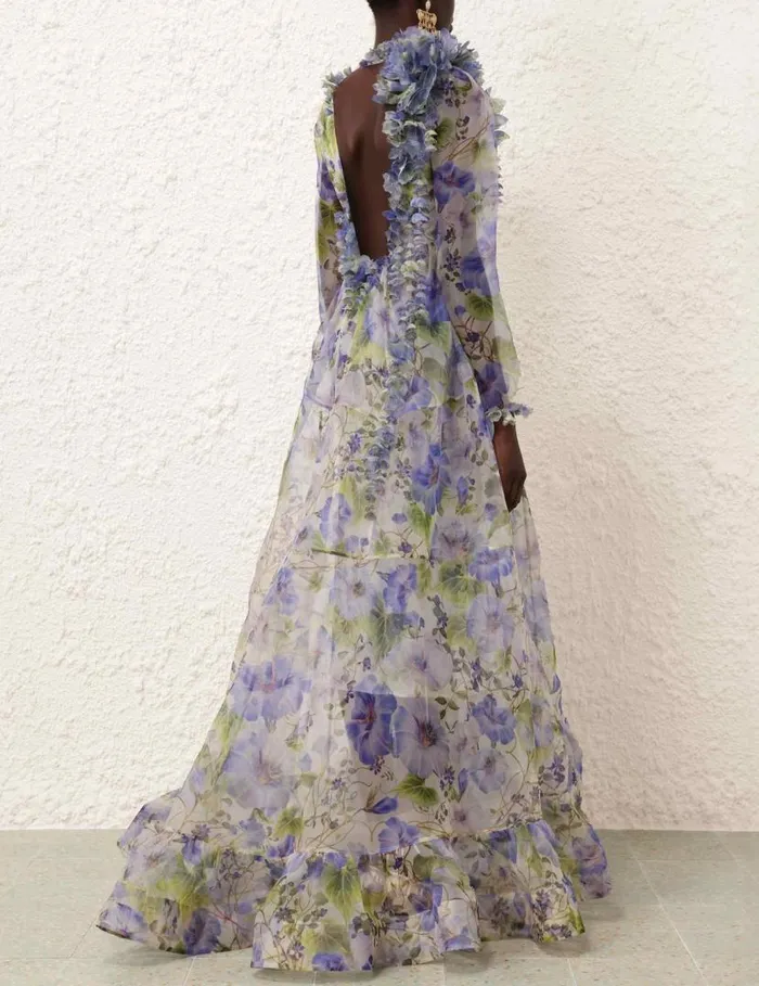 Zimmermann Dresses Natura Flower Midi Dress Blue Floral 8211 Women
