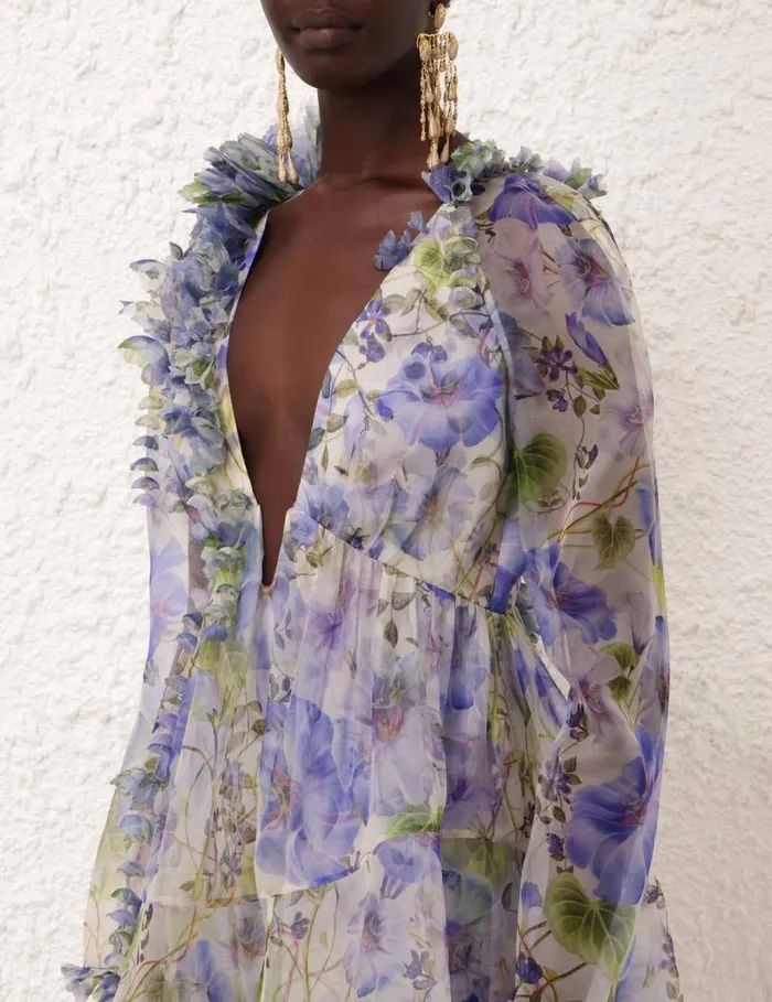 Zimmermann Dresses Natura Flower Midi Dress Blue Floral 8211 Women