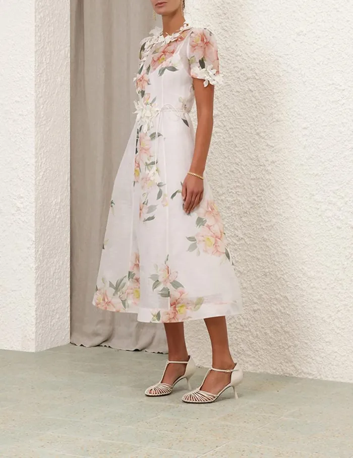 Zimmermann Dresses Natura Liftoff Flower Midi Ivory Camellia 8211 Women