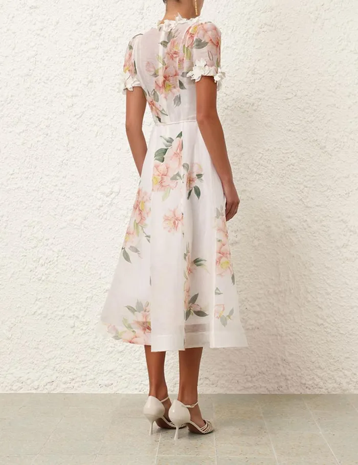 Zimmermann Dresses Natura Liftoff Flower Midi Ivory Camellia 8211 Women