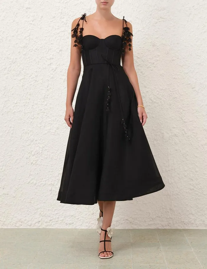 Zimmermann Dresses Natura Midi Corset Dress Black 8211 Women