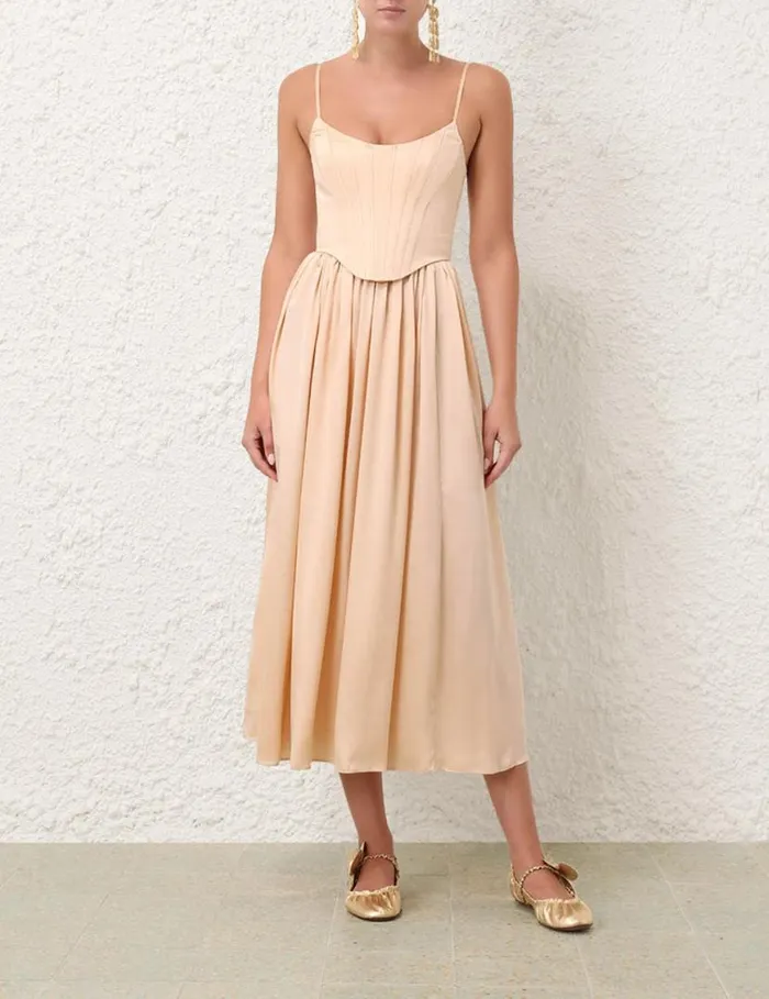 Zimmermann Dresses Silk Corset Dress Sand 8211 Women
