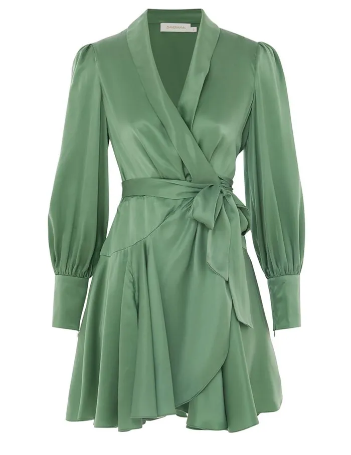 Zimmermann Dresses Silk Wrap Mini Dress Matcha 8211 Women