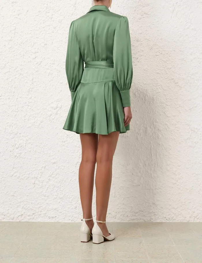 Zimmermann Dresses Silk Wrap Mini Dress Matcha 8211 Women