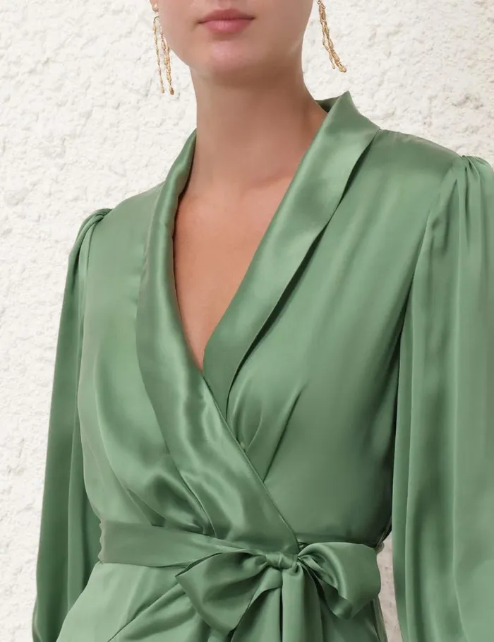 Zimmermann Dresses Silk Wrap Mini Dress Matcha 8211 Women