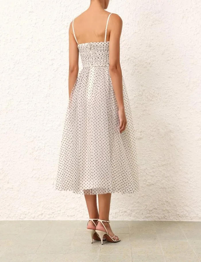 Zimmermann Dresses Tulle Midi Dress Creamblack Dot 8211 Women
