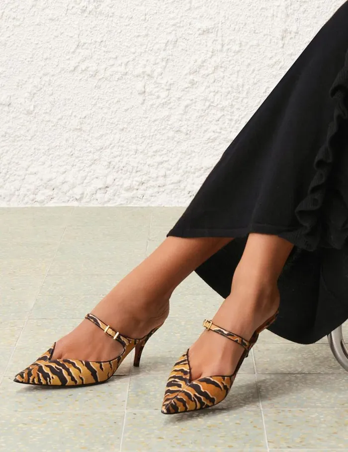 Zimmermann Heels Zimmermann Aura Mule 65 Tan Tiger 8211 Women