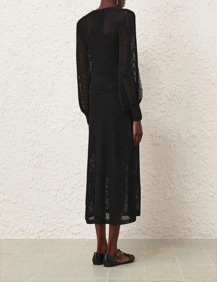 Zimmermann Knitwear Natura Crochet Blouson Top Black 8211 Women
