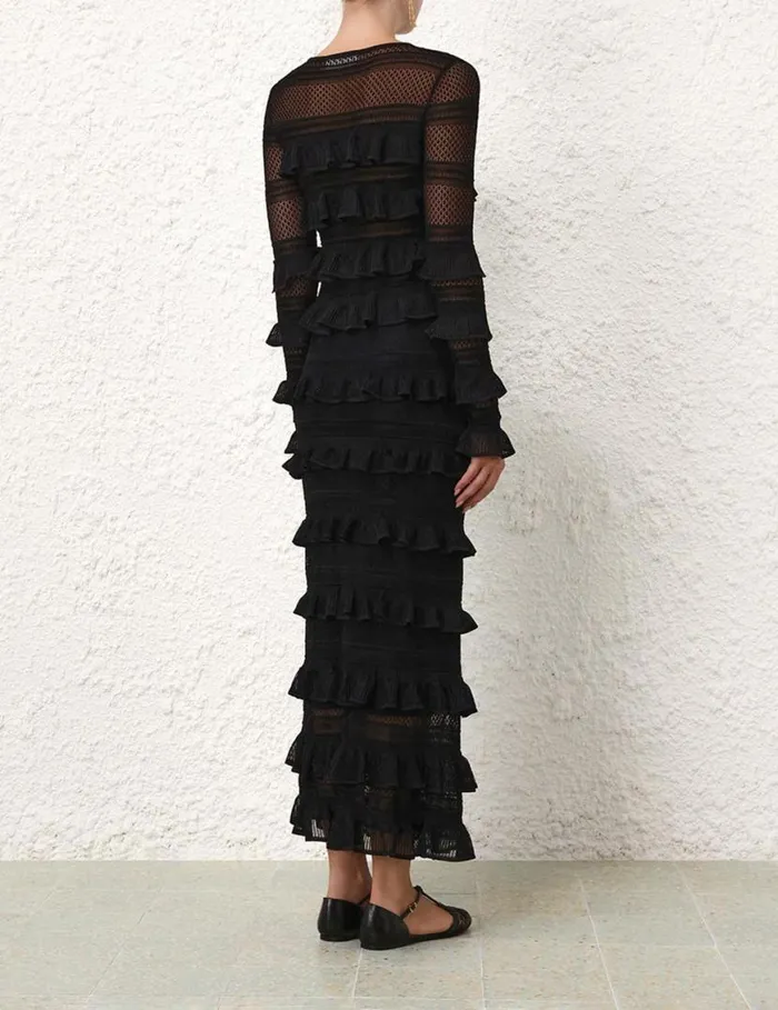 Zimmermann Knitwear Natura Frill Top Black 8211 Women