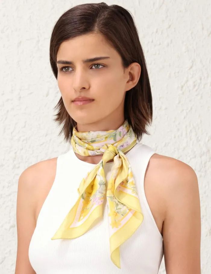 Zimmermann Scarves Printed Silk Neck Scarf Citrus Garden Print 8211 Women