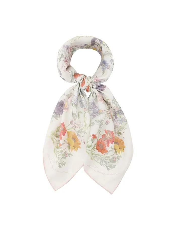 Zimmermann Scarves Printed Silk Square 70 Ivory Wild Flowers 8211 Women