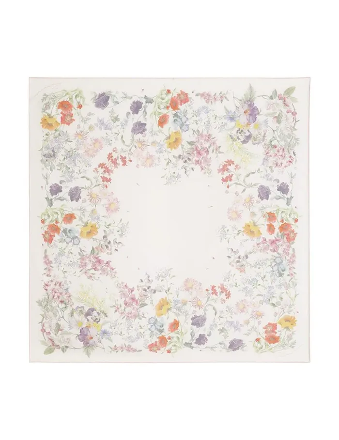 Zimmermann Scarves Printed Silk Square 70 Ivory Wild Flowers 8211 Women
