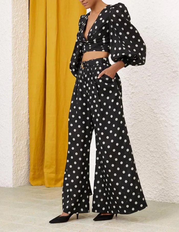Zimmermann Shorts and Pants Tuck Pant Blackcream Dot 8211 Women
