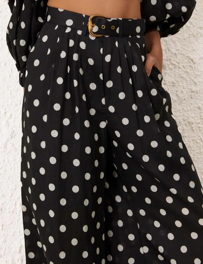 Zimmermann Shorts and Pants Tuck Pant Blackcream Dot 8211 Women