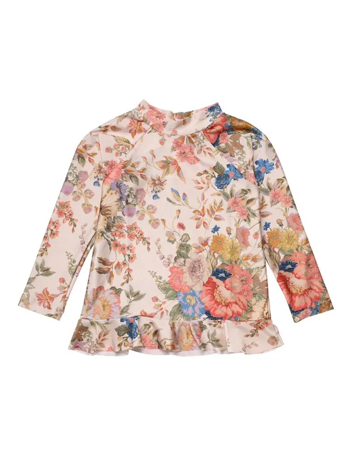 Zimmermann Swimwear August Frill Rashie Cream Floral 8211 Kids