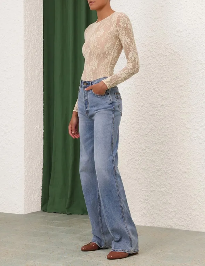 Zimmermann Tops Lace Bodysuit Parchment 8211 Women