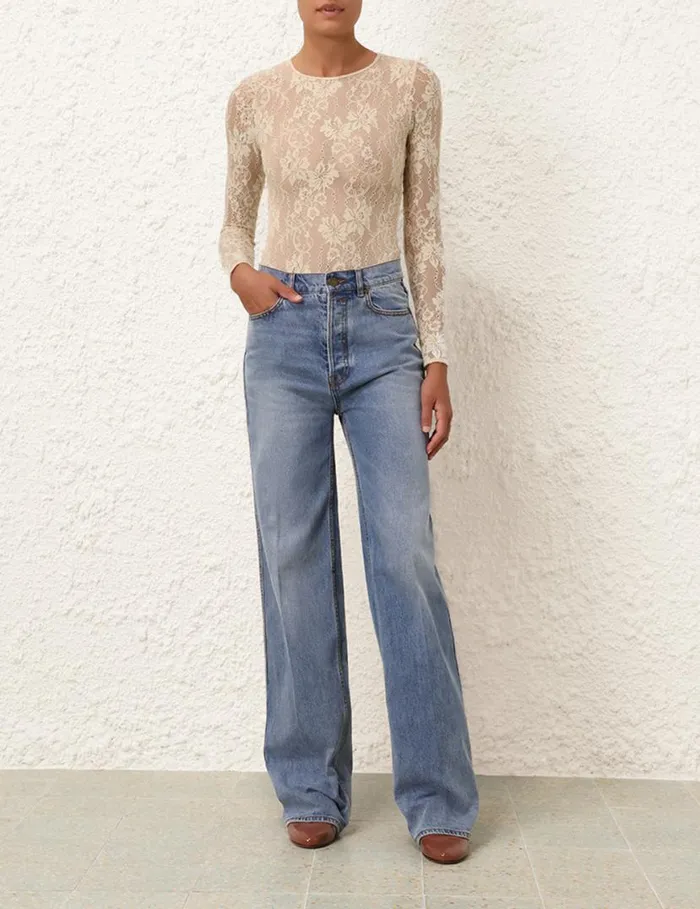 Zimmermann Tops Lace Bodysuit Parchment 8211 Women