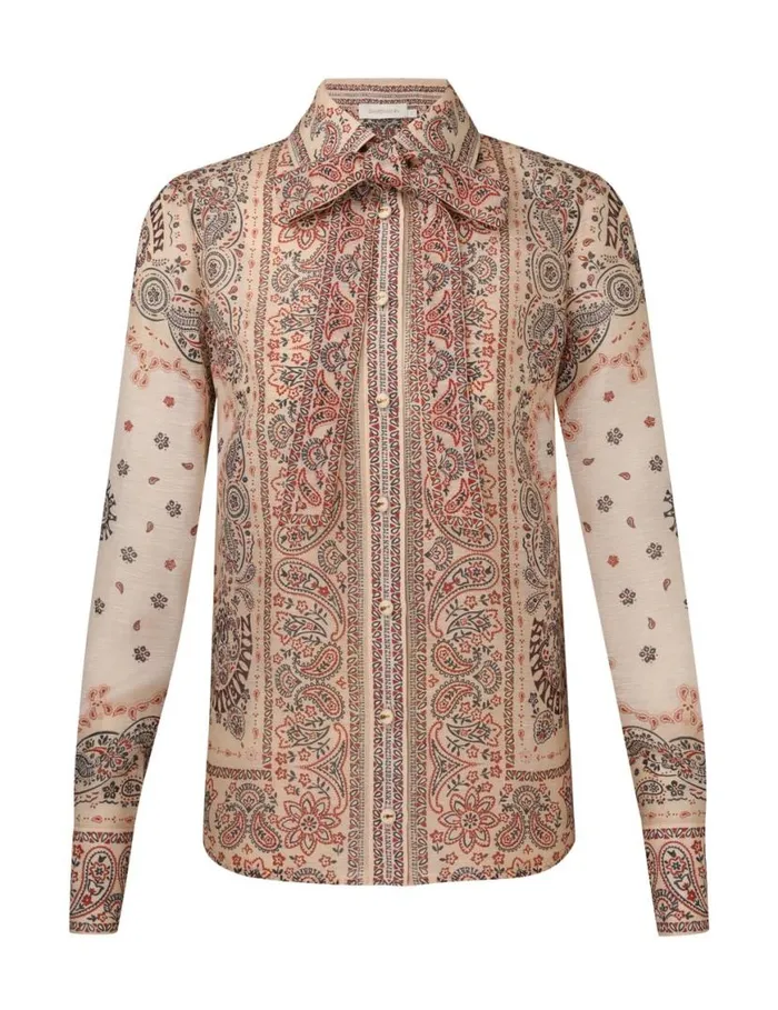 Zimmermann Tops Matchmaker Tie Neck Blouse Cream Bandana 8211 Women