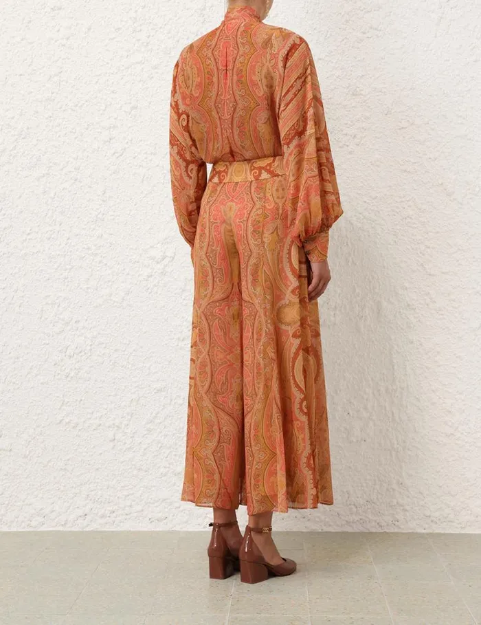 Zimmermann Tops Tranquillity Neck Tie Blouse Red Paisley 8211 Women