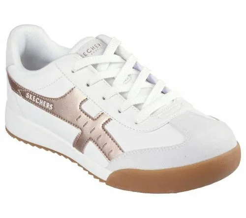Zinger 8211 Metallic Roads White Rose Gold Women SKECHERS Lace Up